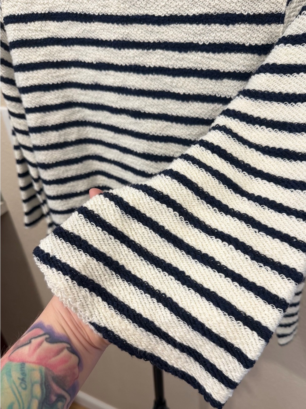 Old Navy Navy Striped Boatneck Sweater | Nautical Preppy Coastal Grandmother | M - Picture 5 of 9